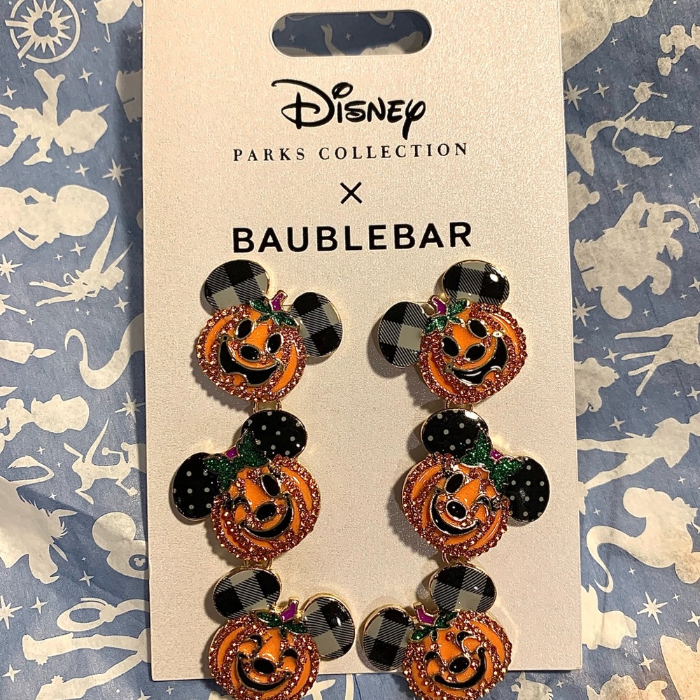 SOLD NWT Disney Parks Baublebar Mickey Pumpkin Earrings - Picture 1 of 1